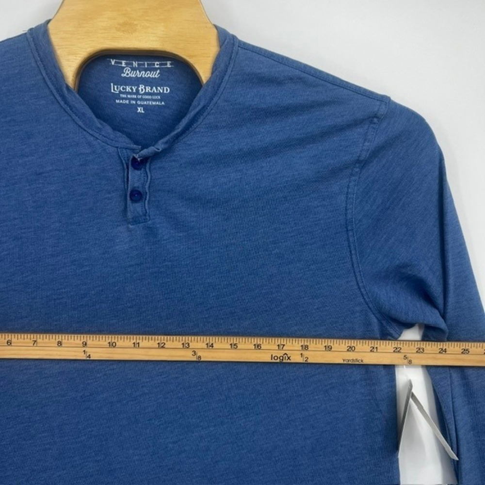 NWT Lucky Brand Men's Venice Burnout Long Sleeve Blue Henley Shirt Size XL - Picture 6 of 7